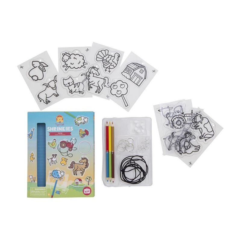 Creative Shrinkies Set - Farm by Tiger Tribe featuring shrink plastic craft kit for making miniature farm animal charms.