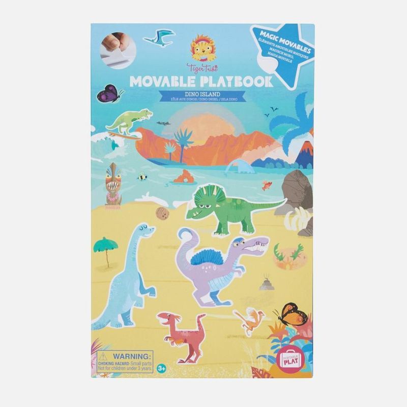 Vibrant Dinosaur Island Activity Set with reusable dinosaur figurines for imaginative, screen-free play and creative storytelling.