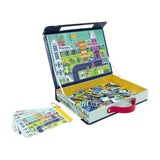 Interactive eco-friendly playset by Tiger Tribe featuring magnetic tiles and templates for sustainable urban design fun.