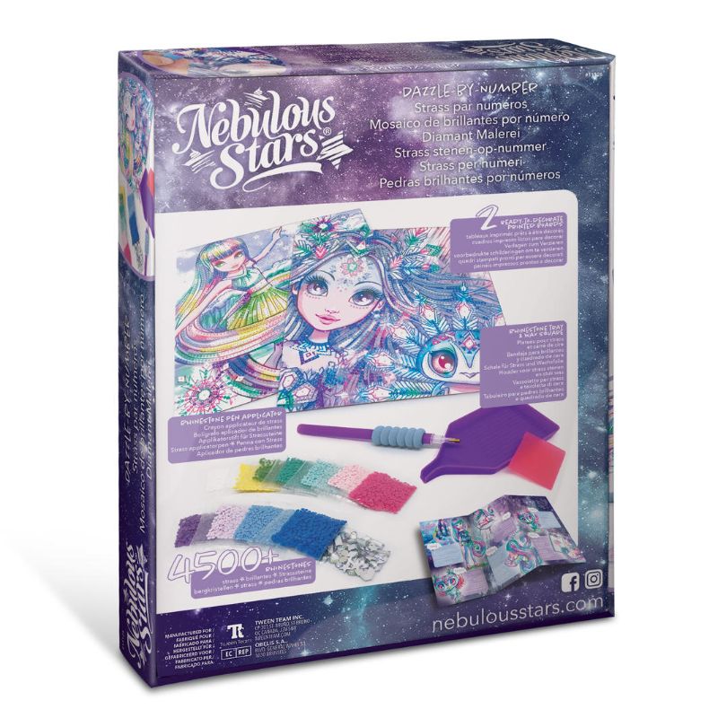 Dazzle by Number Kit featuring Isadora, with adhesive templates and over 4500 sparkling micro-gems for stunning creations.