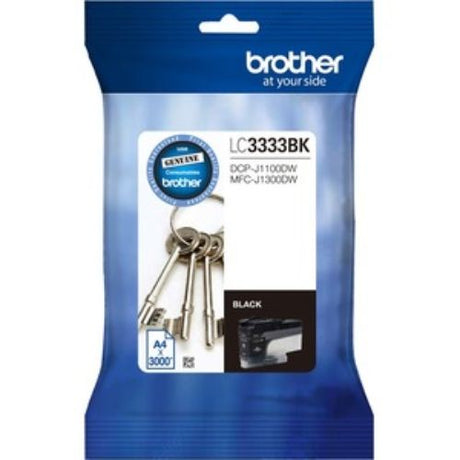 Brother black ink cartridge for inkjet printers, super high yield, prints up to 3,000 pages, ideal for home or office use.