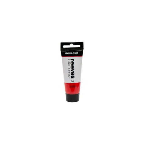 Reeves Fine Artist Gouache 22ml in Scarlet, a vibrant water-based opaque paint for artists and creatives.