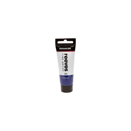 Vibrant Reeves Fine Artist Gouache in Ultramarine, a versatile 22ml opaque paint for artists and designers.