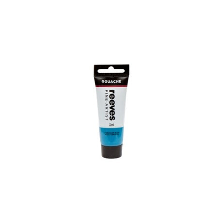 Reeves Fine Artist Gouache 22ml in Cerulean Blue, a vibrant, opaque paint for versatility in all creative projects.