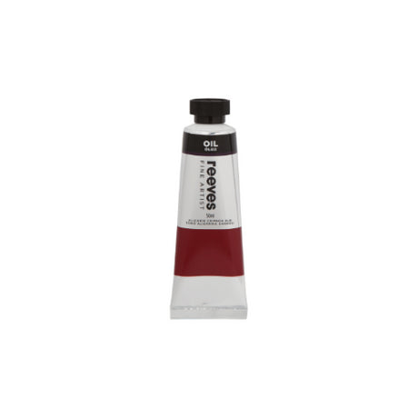 Reeves Fine Artists Oil 50ml Alizarin Crimson Hue, vibrant deep red paint for blending, glazing, and safe for all ages.