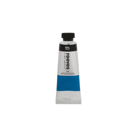 Vibrant Reeves Fine Artists Oil in Cerulean Blue Hue, 50ml, perfect for blending, glazing, and safe artistic expression.