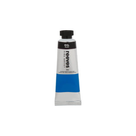 Reeves Fine Artists Oil 50ml Manganese Blue Hue, vibrant, non-toxic paint ideal for blending and glazing with a smooth texture.