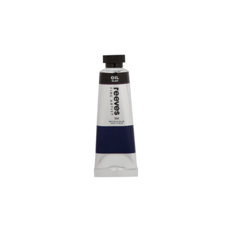 Reeves Fine Artists Oil in Phthalo Blue, 50ml; premium water-based, highly pigmented paint for blending and glazing techniques.