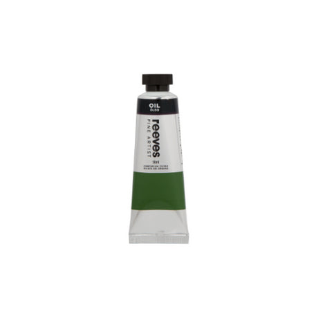 Reeves Fine Artists Oil 50ml in Chrome Oxide: rich, vibrant color with smooth texture, ideal for blending and long drying time.