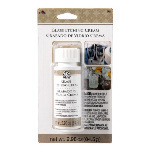 Folk Art Etch Cream 2.98 Oz, quick glass etching solution for personalized gifts and decorative designs on various glass surfaces.