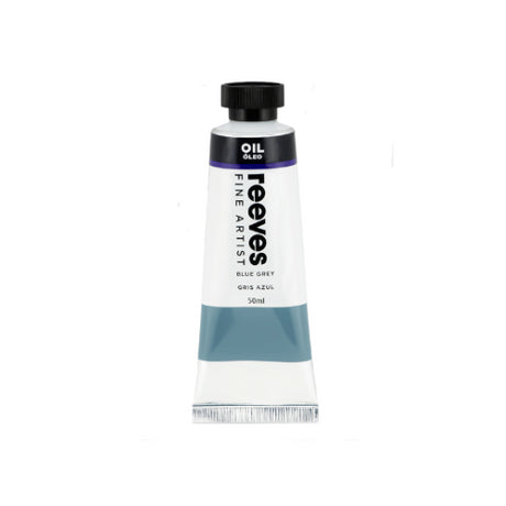 Reeves Fine Artists Oil Paint in Blue Grey, 50ml, features a smooth, buttery texture, perfect for blending and glazing.