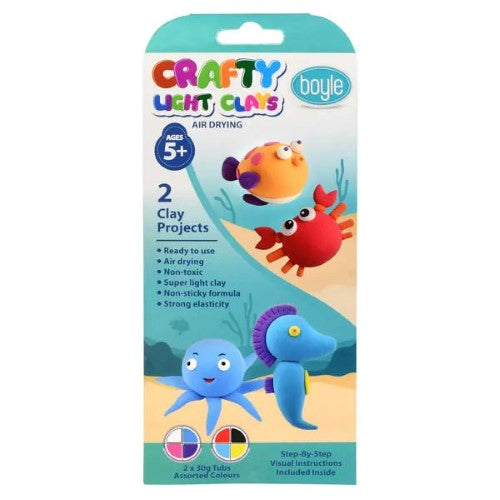 Brightly colored air-drying clay kit for creating under-the-sea crafts, ideal for all ages and promoting creativity.