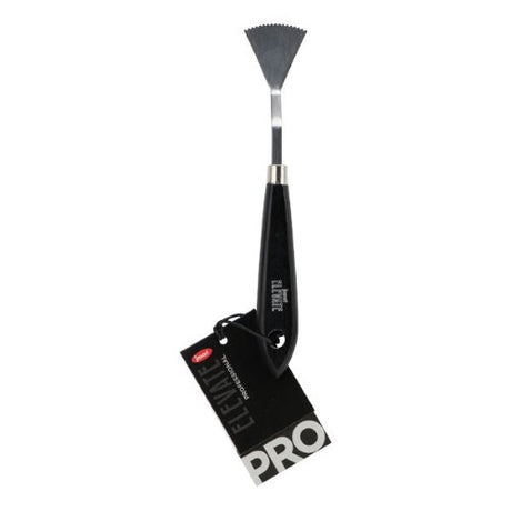 Jasart Elevate Fx Palette Knife Fan Sml with metal blade and wooden handle, ideal for creating textures in wet media.