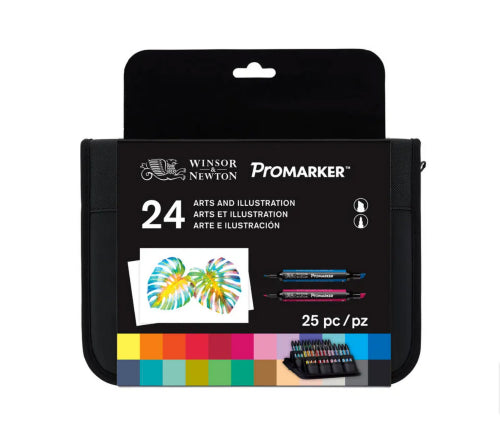 Winsor & Newton Promarker set of 24 vibrant markers in a convenient wallet, perfect for diverse artistic projects and blending.