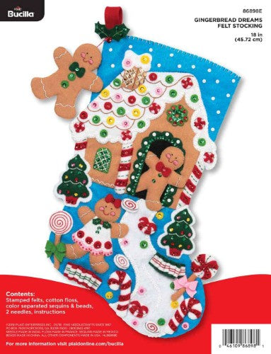 Bucilla 18" Applique Stocking Kit Gingerbread Dreams