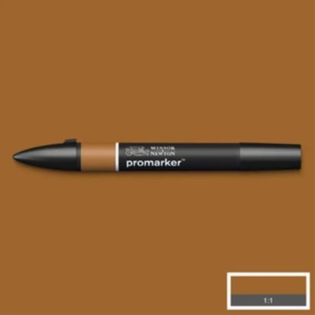 Winsor & Newton Promarker Coffee 523 showcases a rich brown hue with twin tips for versatile shading and precision detailing.