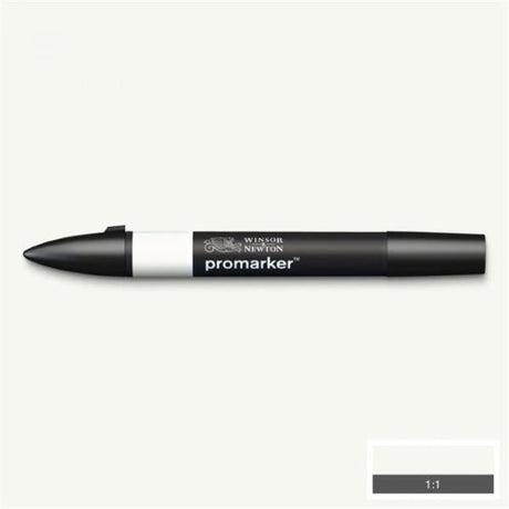 Warm Grey 00 Promarker by Winsor & Newton, showcasing twin-tipped design for versatile, streak-free coloring and layering.