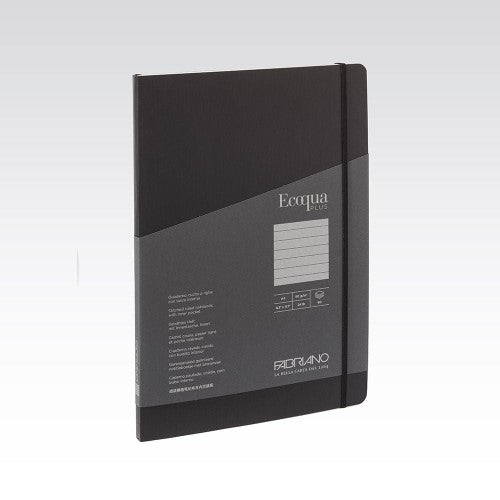 Fabriano EcoQua Plus Stitch Notebook features 90gsm lined paper, eco-friendly design, and stylish canvas-like covers.