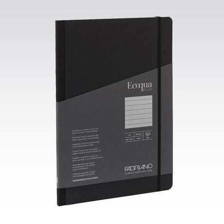 Fabriano Ecoqua Plus Fabric Notebook with textured cover, 90gsm lined pages, and eco-friendly materials, ideal for writing and sketching.