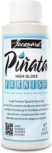 Jacquard Piñata High Gloss Varnish in 118.29ml provides a durable, non-toxic topcoat for preserving alcohol ink art.