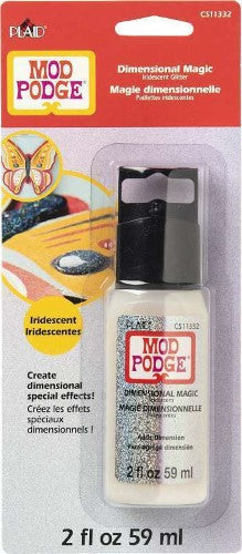 Mod Podge Dimensional Magic 2oz with iridescent glitter creates a faux glass effect for jewelry and crafts, featuring a precision tip.