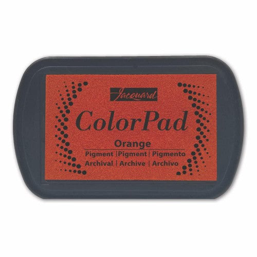 Vibrant Jacquard Colorpad Pigment Orange ink offers rich color, slow-drying formula, and archival quality for diverse creative projects.