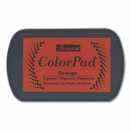 Vibrant Jacquard Colorpad Pigment Orange ink offers rich color, slow-drying formula, and archival quality for diverse creative projects.