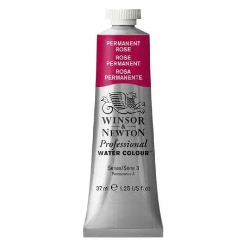 Vibrant 37ml Permanent Rose watercolour paint, known for transparency, lightfastness, and premium quality for artists.