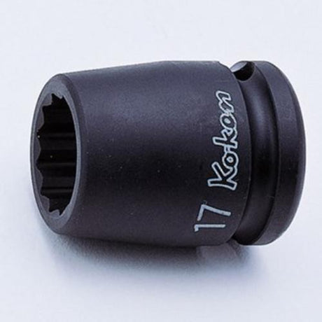 Koken 14405M 12pt impact socket, 1/2" drive, 16mm, crafted for durability and high torque efficiency, made in Japan.