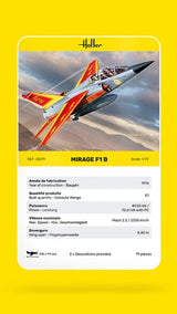 1:72 scale HELLER MIRAGE F1 model kit featuring 79 parts, recreating the agile Mirage F1B for aviation enthusiasts.