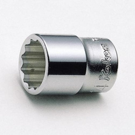 Koken 3405A 12pt Socket: Durable 3/8" drive tool crafted from heat-treated alloy, ideal for tight spaces and high torque tasks.