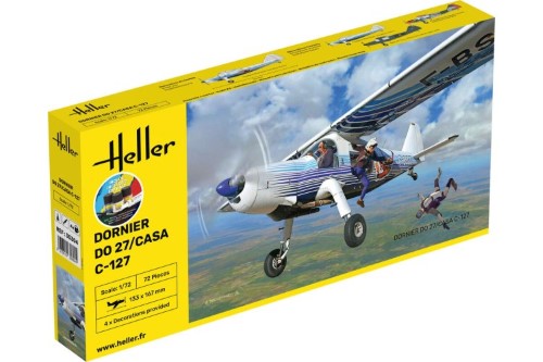 Plastic model kit of the Dornier Do 27, featuring 72 parts, ideal for aviation enthusiasts and beginner modellers.