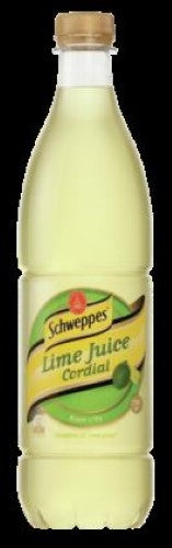 Refreshing 720ML bottle of Schweppes Cordial Lime, perfect for cocktails and adding citrus zest to beverages.