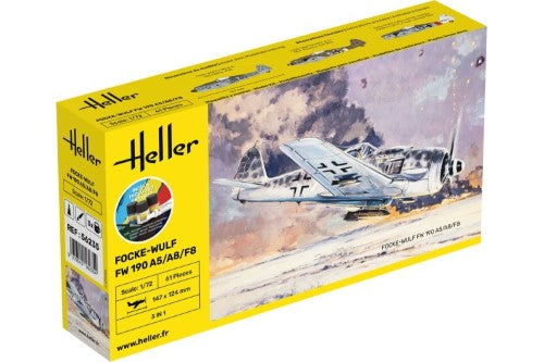 Plastic model kit of the FW 190 A5/A8/F8 featuring 61 parts, capturing the essence of the iconic WWII fighter-bomber.