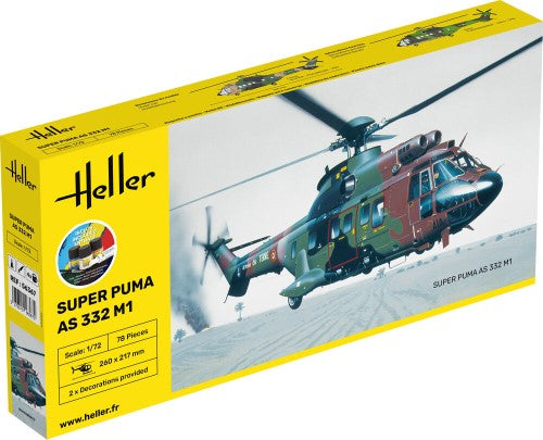 Plastic model kit of the Super Puma AS 332 helicopter, featuring intricate details and easy assembly for all skill levels.