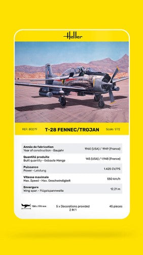 Detailed 1:48 scale model kit of the T-28 FENNEC/TROJAN, featuring precise parts for aircraft enthusiasts and collectors.