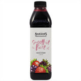 A 1L bottle of Barkers' Smoothie Base Mixed Berry, showcasing a glossy deep crimson color, perfect for smoothies and cocktails.