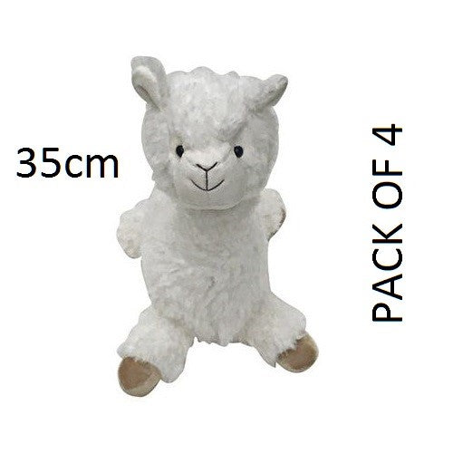 Four soft plush llamas, each 35 cm, perfect for cuddling, gifts, and home decor, bringing joy to all ages.
