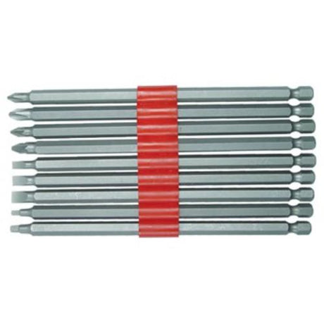 "9-piece Worldwide Screwdriver Bit Set with flat, Phillips, Pozi, and square bits, designed for diverse fastening tasks."