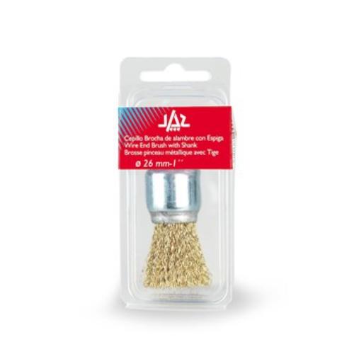 Jaz End Brush 26mm x 30mm, coated steel wire brush for cleaning rust, scale, and paint in hard-to-reach areas.