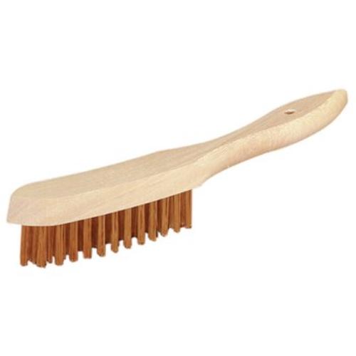 Jaz Hand Brush 290mm x 0.4mm 4/Row in stainless steel, ideal for rust removal and paint stripping with ergonomic grip.