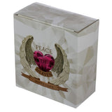 Elegant resin mantle clock featuring cherub details, measuring 15.5cm tall, symbolizing love and tranquility.