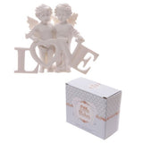 Cherubs holding 'LOVE' letters ornament, 11.5cm, perfect for romantic home decor or thoughtful gifts.