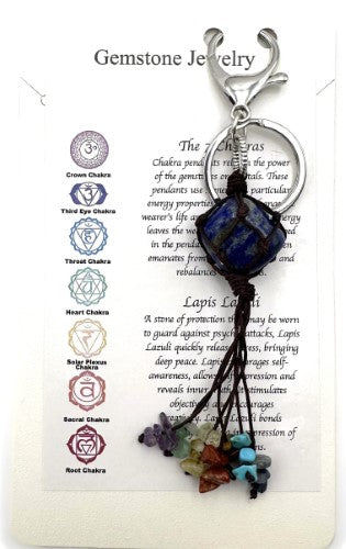 Set of 6 Chakra Keyrings featuring lapis lazuli, enhancing energy flow and promoting inner peace and wisdom.