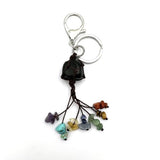 Six stylish obsidian keyrings representing chakra balance, perfect for spiritual journeys and daily energy alignment.