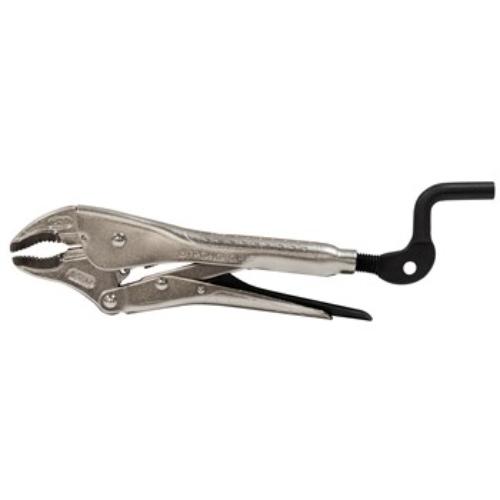 Strong Hand Jaw Pliers with crank handle and curved jaws for easy jaw opening, torque adjustment, and superior grip.