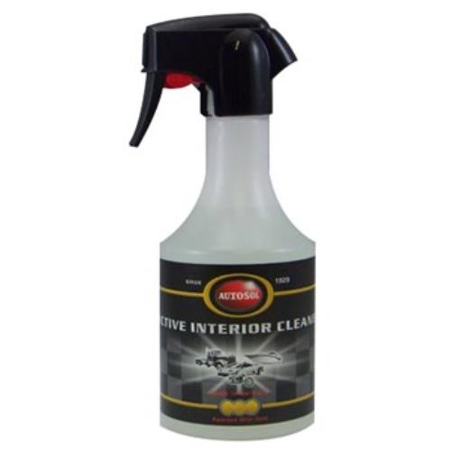 Autosol Multi Purpose Active Interior Cleaner in a 500ml spray bottle, designed for effectively cleaning vehicle plastics and surfaces.