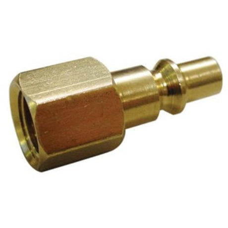 "AmPro Chrome Plated Steel 1/4\" BSP female connector, durable Aro type, carded 2-piece set for air tool efficiency."