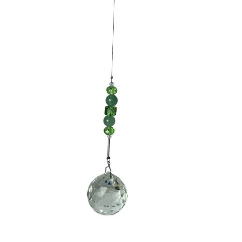 30mm aurora crystal ball adorned with Aventurine beads, promoting positivity and elegance for any space.