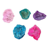 Pack of 50 Aura Plated Half Cut Crystal Geodes, 3-4cm, showcasing unique shimmering colors and natural variations.
